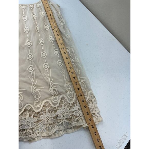 Charming Charlie Women's Lace Mesh Tank Dress Sleeveless Cream Size‎ Small - Picture 7 of 12